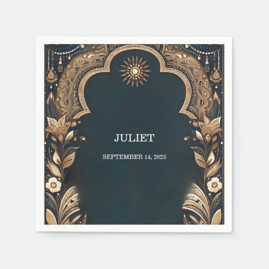 Hennatattoo's in Indiase stijl voor bruidsfeest Servet (Voorkant)