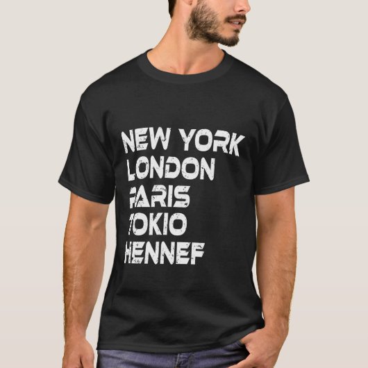 Hennef New York London Tokio Paris T-Shirt (Voorkant)