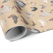 hennen en roosters, cadeaupapier (Rol Hoek)
