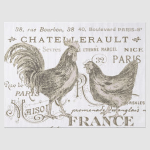 hennen op de Franse Decoupage Names Tissuepapier