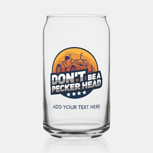 Henneparty grap kippenkop blikvorm glas (Voorkant)