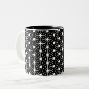 Hennepblad Asanoha Japan patroon traditionele geom Tweekleurige Koffiemok