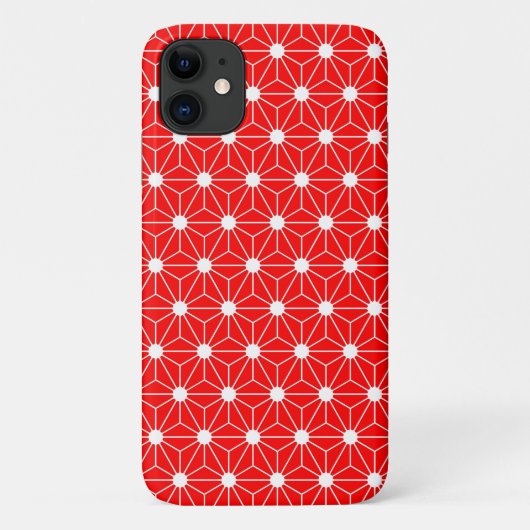 Hennepblad Asanoha Japan patroon traditionele rode Case-Mate iPhone Case (Achterkant)