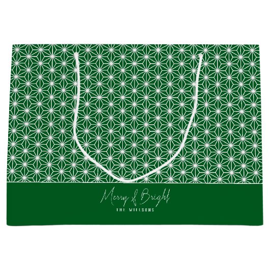 Hennepblad | ASANOHA Japans kimonopatroon Kerstcad Groot Cadeauzakje (Voorkant)