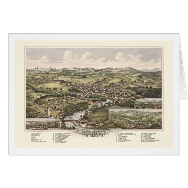 Henniker, NH Panoramic Map - 1889 (Voorkant Horizontaal)