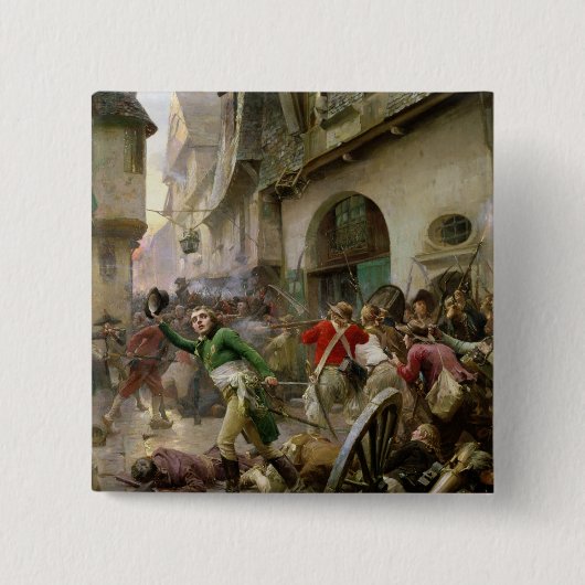Henri de La Rochejaquelein bij de strijd om Vierkante Button 5,1 Cm (Voorkant)