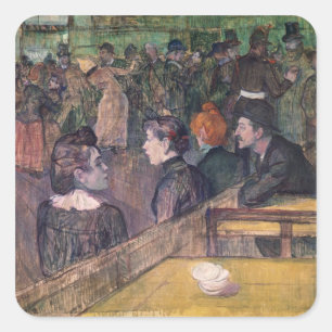 Henri de Toulouse-Lautrec   Bij de Moulin de la Ga Vierkante Sticker