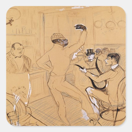 Henri de Toulouse-Lautrec | Chocolat Dancing, 1896 Vierkante Sticker (Voorkant)