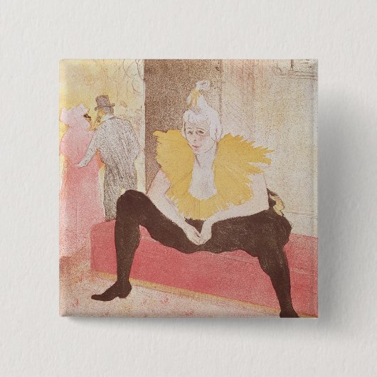 Henri de Toulouse-Lautrec | Clowness Cha-U-Kao Vierkante Button 5,1 Cm (Voorkant)