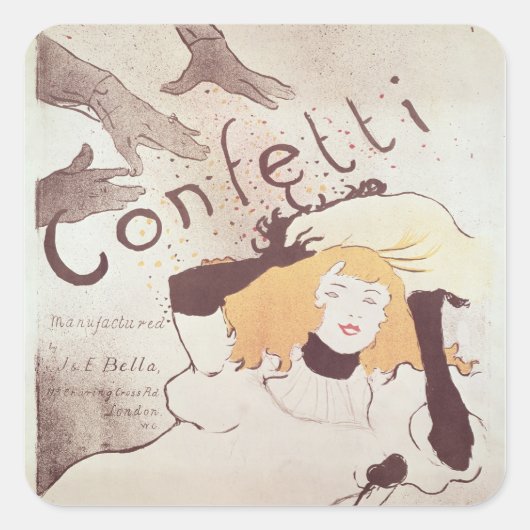 Henri de Toulouse-Lautrec | Confetti, 1893 Vierkante Sticker (Voorkant)