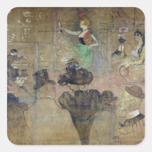 Henri de Toulouse-Lautrec | Dansen in de Rouge: Vierkante Sticker (Voorkant)