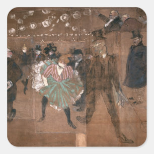 Henri de Toulouse-Lautrec   Dansen op de Rouge Vierkante Sticker