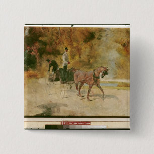 Henri de Toulouse-Lautrec Een hond-kart Vierkante Button 5,1 Cm