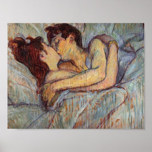 Henri de Toulouse Lautrec - in Bed the Kiss Poster (Voorkant)