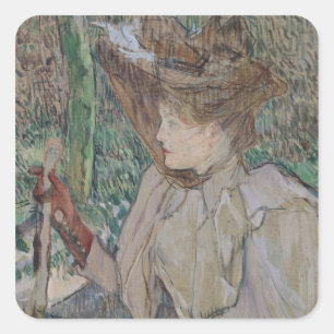 Henri de Toulouse-Lautrec   Vrouw met handschoenen Vierkante Sticker