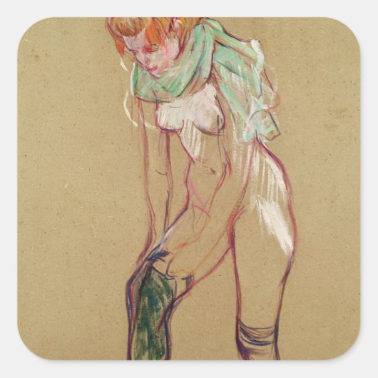 Henri de Toulouse-Lautrec | Vrouwen trekken haar S Vierkante Sticker (Voorkant)
