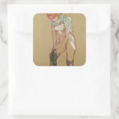 Henri de Toulouse-Lautrec | Vrouwen trekken haar S Vierkante Sticker (Tas)