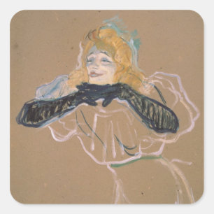 Henri de Toulouse-Lautrec   Yvette Guilbert singi Vierkante Sticker
