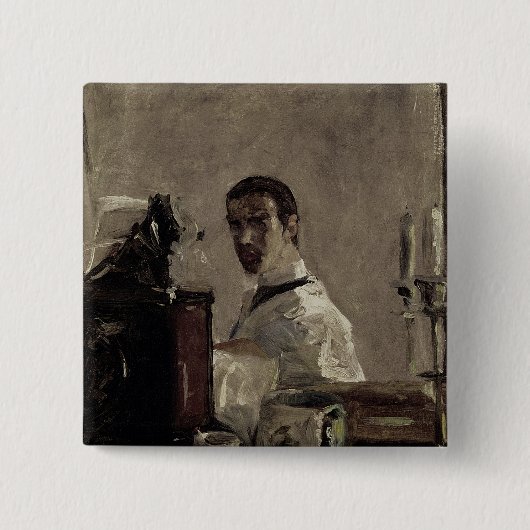 Henri de Toulouse-Lautrec | Zelfportret, 1880 Vierkante Button 5,1 Cm (Voorkant)