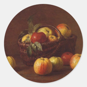 Henri Fantin-Latour- Appels in een mandje op een t Ronde Sticker