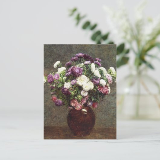 Henri Fantin-Latour  Aster in een Vase Briefkaart (Staand voorkant)