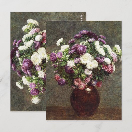 Henri Fantin-Latour  Aster in een Vase Briefkaart (Voorkant / Achterkant)