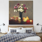 Henri Fantin-Latour Asters en Stilleven Fruit Canvas Afdruk (Insitu (Slaapkamer))