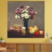 Henri Fantin-Latour Asters en Stilleven Fruit Canvas Afdruk (Insitu (Woonkamer))