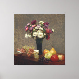 Henri Fantin-Latour Asters en Stilleven Fruit Canvas Afdruk