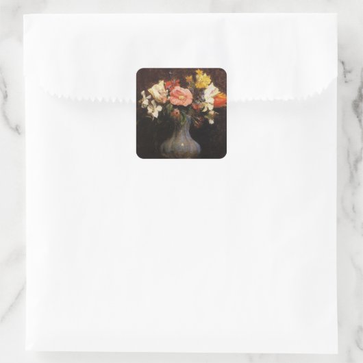 Henri Fantin-Latour, bloemen, kamelen, tulpen Vierkante Sticker (Tas)