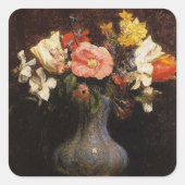 Henri Fantin-Latour, bloemen, kamelen, tulpen Vierkante Sticker (Voorkant)