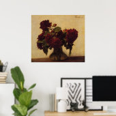 henri fantin-latour Dark Rozen op lichte achtergro Poster (Thuiskantoor)