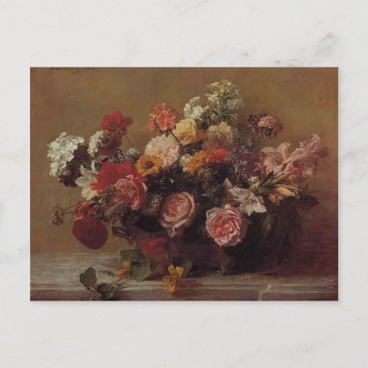 Henri Fantin-Latour- Flowers Briefkaart (Voorkant)