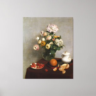 Henri Fantin-Latour  Flowers en Fruit Canvas Afdruk