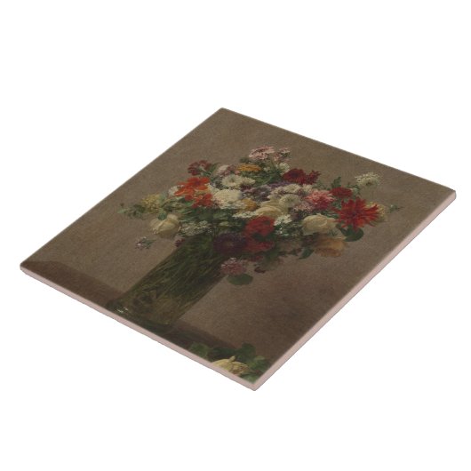 Henri Fantin-Latour  Flowers uit Normandië Tegeltje (Zijkant)