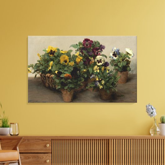 Henri Fantin-Latour  Pansies Paars Geel Canvas Afdruk (Insitu (Woonkamer))