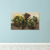 Henri Fantin-Latour  Pansies Paars Geel Canvas Afdruk (Insitu (Houten vloer))