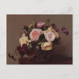 Henri Fantin-Latour- Rozen en Clematis Briefkaart