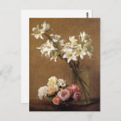 Henri Fantin-Latour Rozen en Lilies Briefkaart (Voorkant / Achterkant)