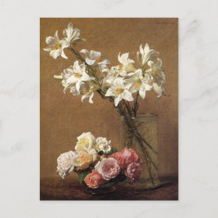 Henri Fantin-Latour Rozen en Lilies Briefkaart