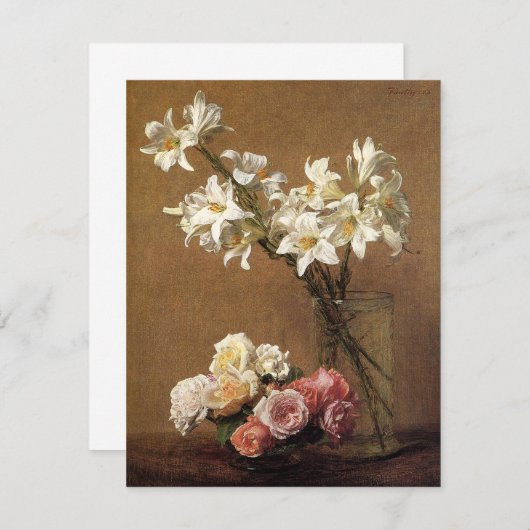 Henri Fantin-Latour Rozen en Lilies Kaart (Voorkant / Achterkant)