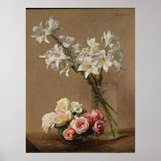 Henri Fantin-Latour Rozen en Lilies Poster (Voorkant)