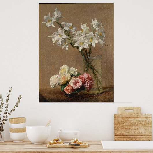 Henri Fantin-Latour  Rozen en Lilies Poster (Keuken)