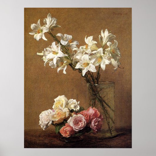 Henri Fantin-Latour Rozen en Lilies Poster (Voorkant)