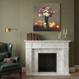 Henri Fantin-Latour's Asters en Fruit op een tafel Canvas Afdruk