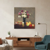 Henri Fantin-Latour's Asters en Fruit op een tafel Canvas Afdruk