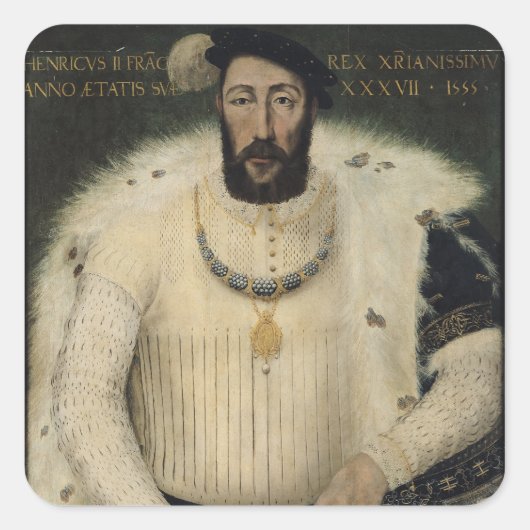Henri II, koning van Frankrijk, 1555 Vierkante Sticker (Voorkant)