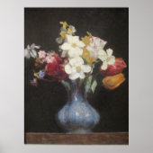 Henri Latour Blue Vase Narcissus en Tulips Poster (Voorkant)