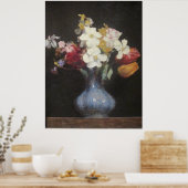 Henri Latour Blue Vase Narcissus en Tulips Poster (Keuken)