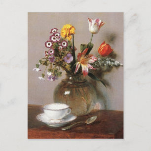 Henri Latour Vase of Flowers met een Koffiebeker Briefkaart